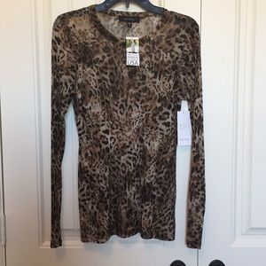 Leopard sheer long sleeved top